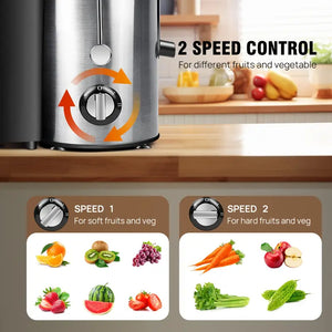 Extracteur de Jus&Légumes – Jus Fait Maison 100% Naturel, Parfait pour Enfants & Régimes Santé (Stock très limité - juste quelques pièces)